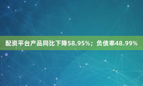 配资平台产品同比下降58.95%；负债率48.99%